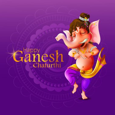 Hindistan arka plan Lord Ganpati ile mutlu Ganesh Chaturthi Festivali