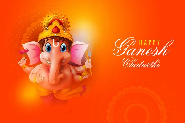 Happy Ganesh Chaturthi festival da Índia fundo com Lord Ganpati —  Vetores de Stock