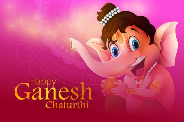 Happy Ganesh Chaturthi festival da Índia fundo com Lord Ganpati —  Vetores de Stock