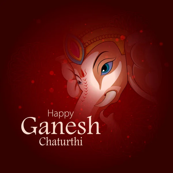 Happy Ganesh Chaturthi Φεστιβάλ της Ινδίας φόντο με πρόσοψη του κυρίου — Διανυσματικό Αρχείο