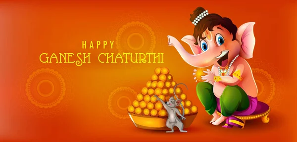 Happy Ganesh Chaturthi festival da Índia fundo com Lord Ganpati — Vetor de Stock