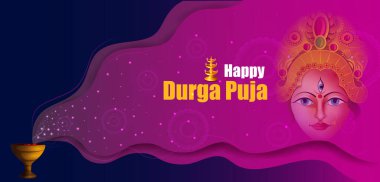 Mutluluk Durga Puja festival Hindistan tatil arka plan. Vektör çizim