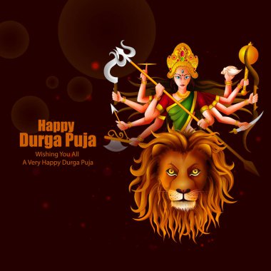 Mutluluk Durga Puja festival Hindistan tatil arka plan. Vektör çizim