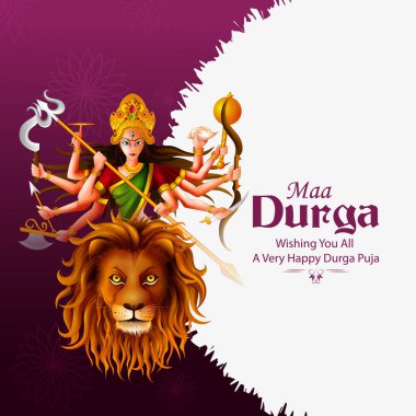 Mutluluk Durga Puja festival Hindistan tatil arka plan. Vektör çizim