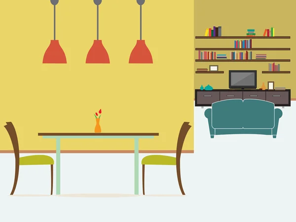 Woonkamer interieur — Stockvector