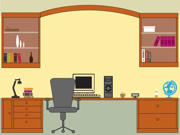 Interior de la oficina Retro Home — Vector de stock