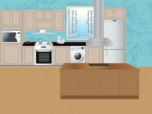 Keuken interieur illustratie — Stockvector