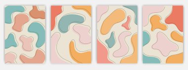 Soyut renkli sosyal medya kapakları, çiçekler, sonbahar yaprakları ve pastel renkli bitki posterleri..