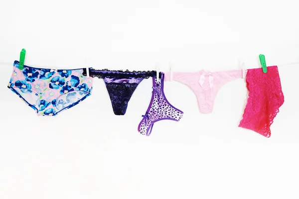 5 panties on clothesline — Stock Photo, Image