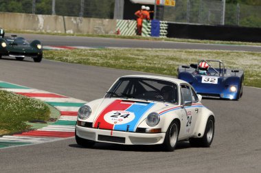 Mugello Tarihi Klasik: 25 Nisan 2014: PORSCHE 911 RSR 1973 Jean-Phillippe GRAND tarafından Mugello Pisti, İtalya.
