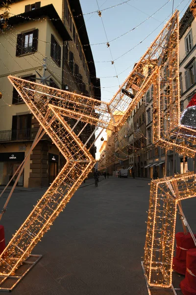 Florenz November 2020 Weihnachtsdekoration Zentrum Von Florenz Tornabuoni Die Modestraße — Stockfoto