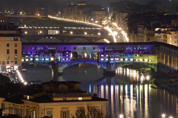 Floransa Aralık 2020 Arno Nehri Üzerindeki Ünlü Eski Köprü Piazzale — Stok fotoğraf