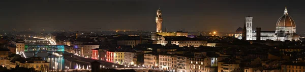 Florença Dezembro 2020 Cidade Florença Noite Com Ponte Velha Palácio — Fotografia de Stock