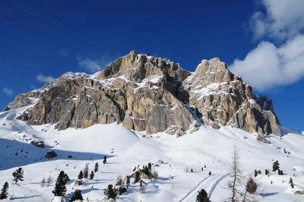 Lagazuoi Berg Vanaf Passo Falzarego Winter Dolomieten Bij Cortina Ampezzo — Stockfoto