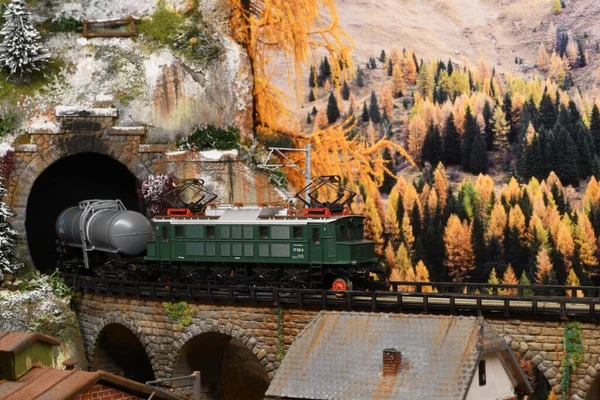 Firenze Italia Ottobre 2020 Modello Ferroviario Miniatura Con Treni Ambiente — Foto Stock