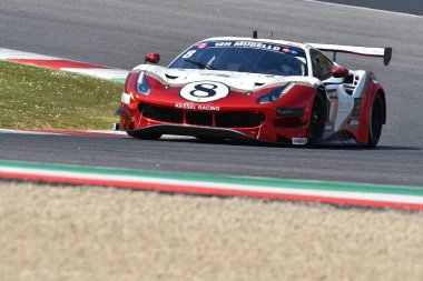 Scarperia, 25 Mart 2021: Kessel Yarış Takımı 'ndan Ferrari 488 GT3 Cutrera-Talarico-Frezza tarafından İtalya Mugello Pisti' nde 12: 00 Hankook Yarışı sırasında kullanıldı.