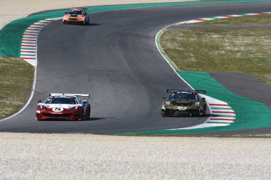 Scarperia, 25 Mart 2021: Kessel Yarış Takımı 'ndan Ferrari 488 GT3 Cutrera-Talarico-Frezza tarafından İtalya Mugello Pisti' nde 12: 00 Hankook Yarışı sırasında kullanıldı.