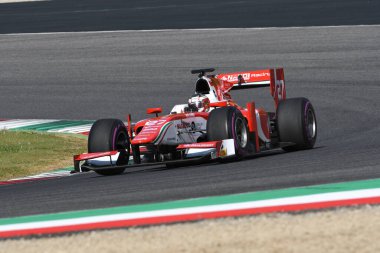 Scarperia, 9 Nisan 2021: GP2 Formülü BOSS GP Şampiyonası antrenmanı sırasında Mugello Pisti 'nde kullanılırken bilinmiyor. İtalya