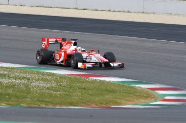 Scarperia, 9 Nisan 2021: GP2 Formülü BOSS GP Şampiyonası antrenmanı sırasında Mugello Pisti 'nde kullanılırken bilinmiyor. İtalya