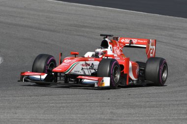 Scarperia, 9 Nisan 2021: GP2 Formülü BOSS GP Şampiyonası antrenmanı sırasında Mugello Pisti 'nde kullanılırken bilinmiyor. İtalya