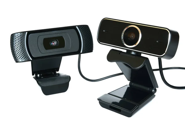 Černý Počítač Webkamera Izolované Bílém Pozadí — Stock fotografie