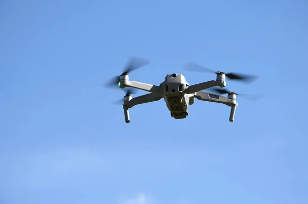 drone with integrated video camera in flight