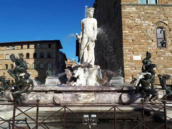 Florencia Fuente Neptuno También Conocida Como Biancone Situada Piazza Della —  Fotos de Stock