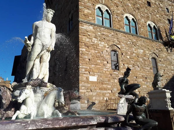 Florencia Fuente Neptuno También Conocida Como Biancone Situada Piazza Della —  Fotos de Stock