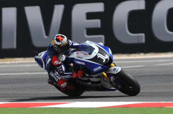 Misano Italy Сентября 2011 Spanish Yamaha Rider Jorge Lorenzo Action — стоковое фото