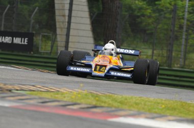 Imola, 6 Haziran 2012: İtalya 'da Imola Classic 2012 uygulaması sırasında klasik F1 Car 1979 Shadow DN9 ex Jan Lammers üzerinde bilinmeyen koşu.