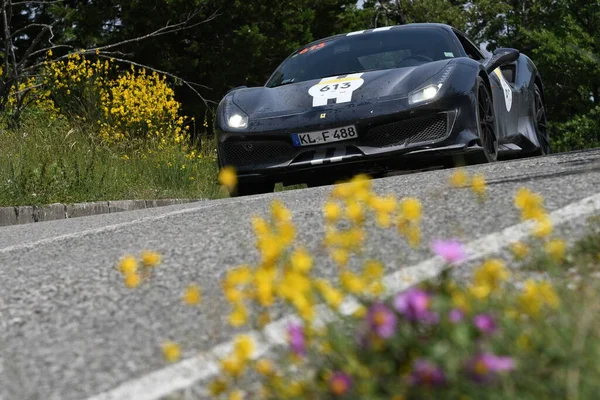 Panzano Chianti Itália Junho 2021 Unknown Drives Ferrari 488 Pista — Fotografia de Stock