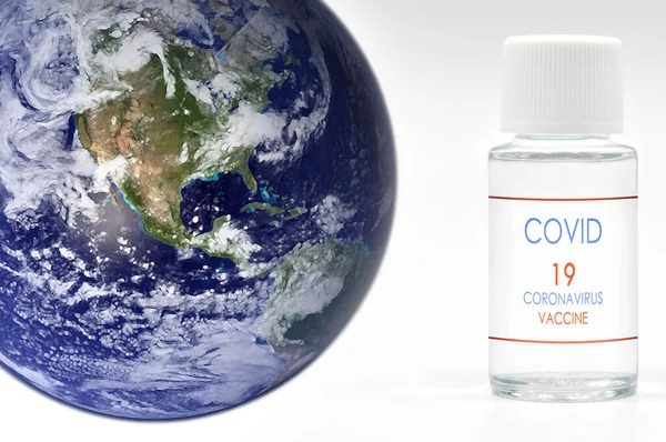 Planète Terrestre Avec Vaccin Covid Contre Coronavirus Vaccin Contre Concept — Photo