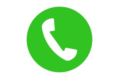 Telefon ikonu, düz tasarım. Telefon yeşil daire simgesinin gösterimi