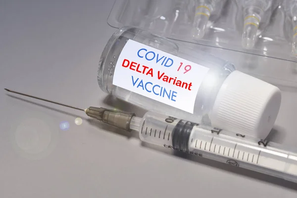Covid Delta Варіант Штаму Вакцини Шприц Вакцина Лікування Коронавірусу Covid — стокове фото