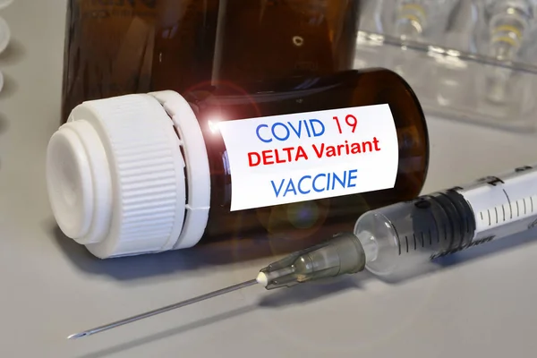 Covid Delta Варіант Штаму Вакцини Шприц Вакцина Лікування Коронавірусу Covid — стокове фото