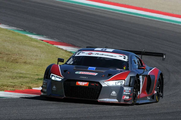 stock image Mugello Circuit, Italy - July 17, 2016: AUDI R8 LMS GT3 - Super GT3 of Audi Sport Italia Team driven by F. Albuquerque and M. Mapelli, Campionato Italiano GT in Mugello Circuit