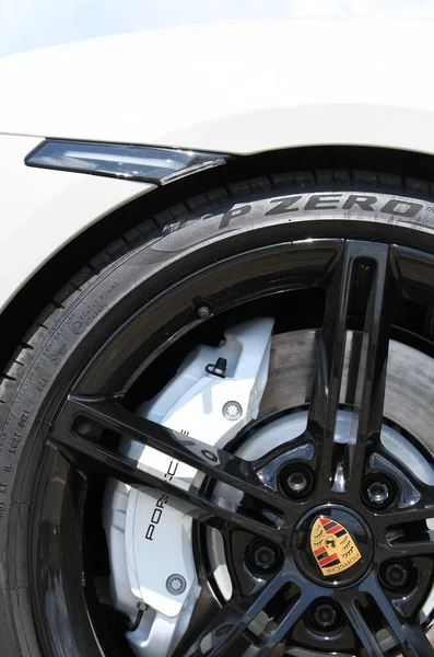 Mugello Circuit July 2021 Detail Alloy Wheel Porsche Taycan Turbo — Stock Photo, Image