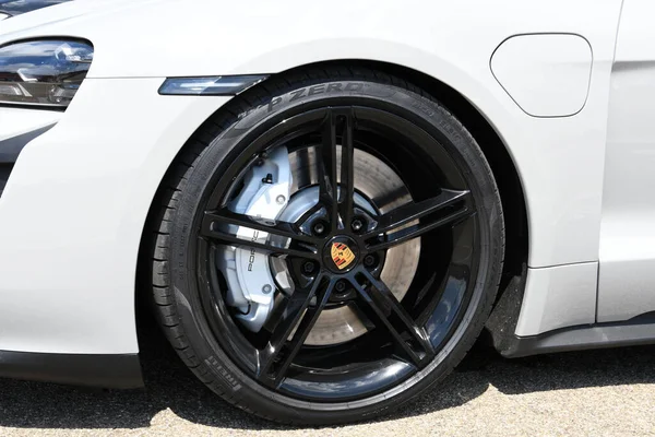 Mugello Circuit July 2021 Detail Alloy Wheel Porsche Taycan Turbo — Stock Photo, Image