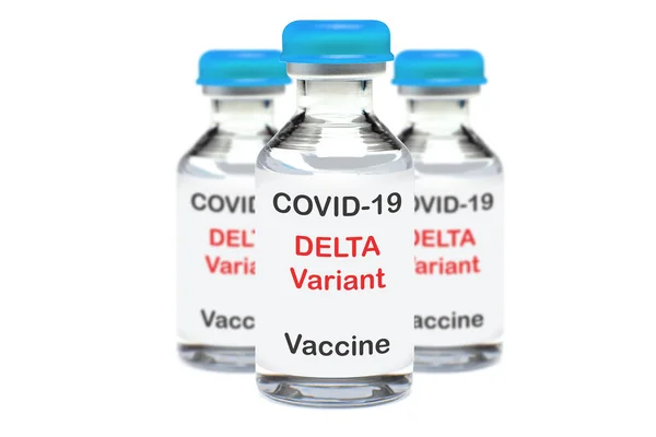 Covid Delta Variante Ampoule Vaccine Isolée Sur Fond Blanc — Photo