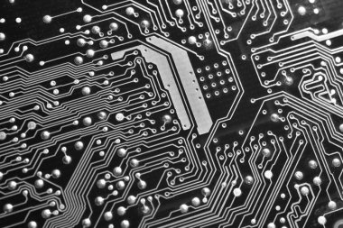 Elektronik bileşenlerin, elektronik panoların yakın plan görüntüleri.