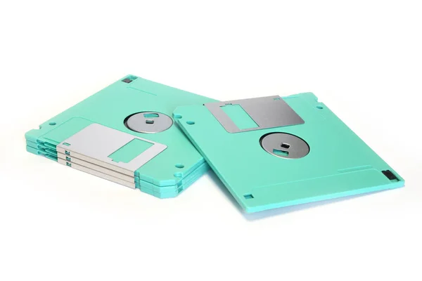 Vecchi Dischetti Floppy Isolati Bianco — Foto Stock