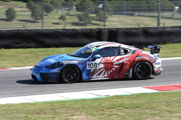 Mugello Circuit Włochy Września 2021 Porsche 718 Cayman Gt4 Akcji — Zdjęcie stockowe