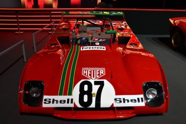 Scarperia, İtalya - 24 Ekim 2025: Ferrari 312 PB, 2025 Ferrari Dünya Finalleri sırasında İtalya 'daki Mugello Pisti' nde sergileniyor.