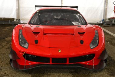 Scarperia, İtalya - 24 Ekim 2025: Ferrari 488 GT3, Ferrari Dünya Finalleri sırasında İtalya 'daki Mugello Pisti' nde.