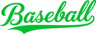 A vibrant green baseball text graphic is displayed against a clean white background, evoking a sporty and energetic mood perfect for sports-themed designs and marketing.