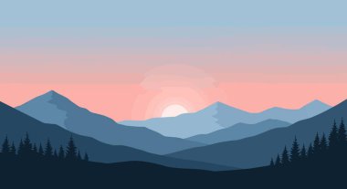 Yumuşak günbatımı tonlarında dağlar