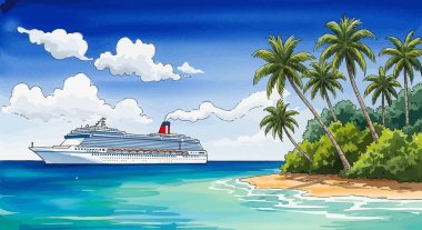 Turkuaz denizde bir yolcu gemisi.