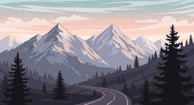 Karla kaplı dağlar ve Çam Ormanı