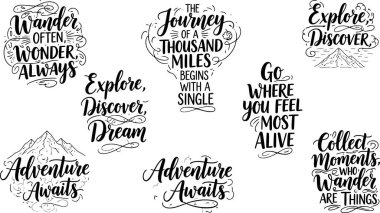 El yapımı ilham verici alıntılar ve seyahat, macera ve keşiflerle ilgili sözler. Arkaplan, dekor ve tasarım için mükemmel.