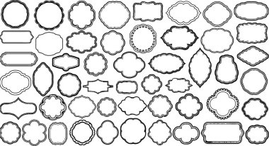 Çeşitli dekoratif çerçeveler ve çeşitli eski stillerde kenarlardan oluşan çeşitli bir koleksiyon, davetiyeler, yapıştırma kitabı ve tasarım elemanları için mükemmel.